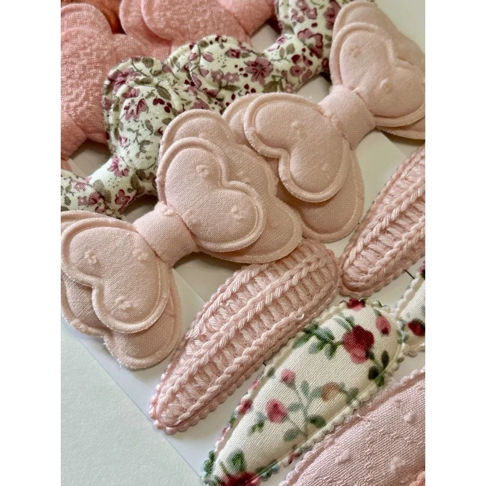 16 Pcs Baby Toddler Girl Fabric Hair Clips Set Vintage Floral Bow Snap Barrettes